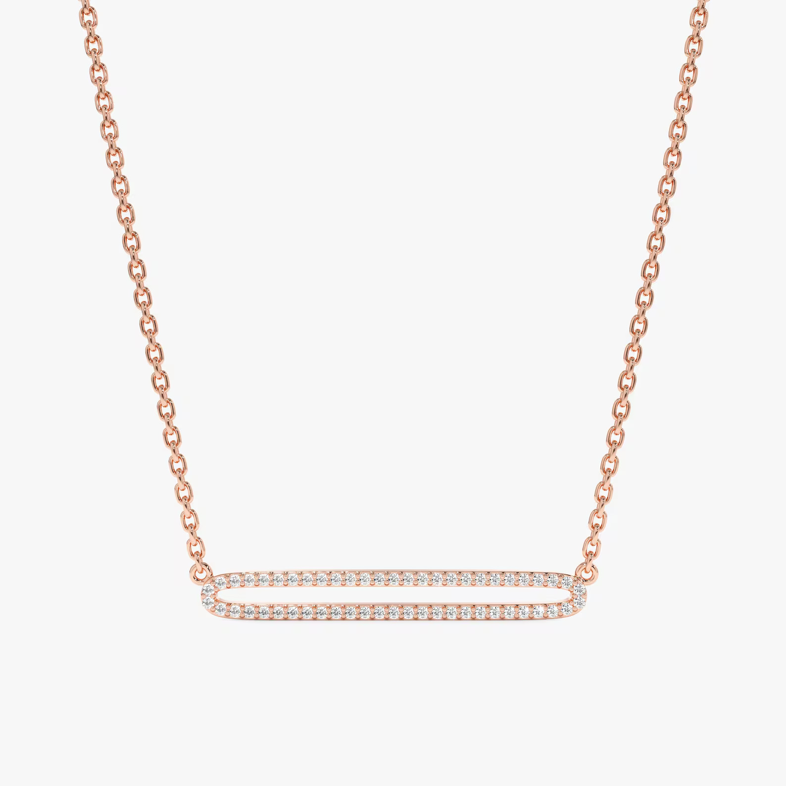 Lab Grown 1.00 Ct Round EF VS Diamond Eternity Bar Necklace in 14K Solid Gold