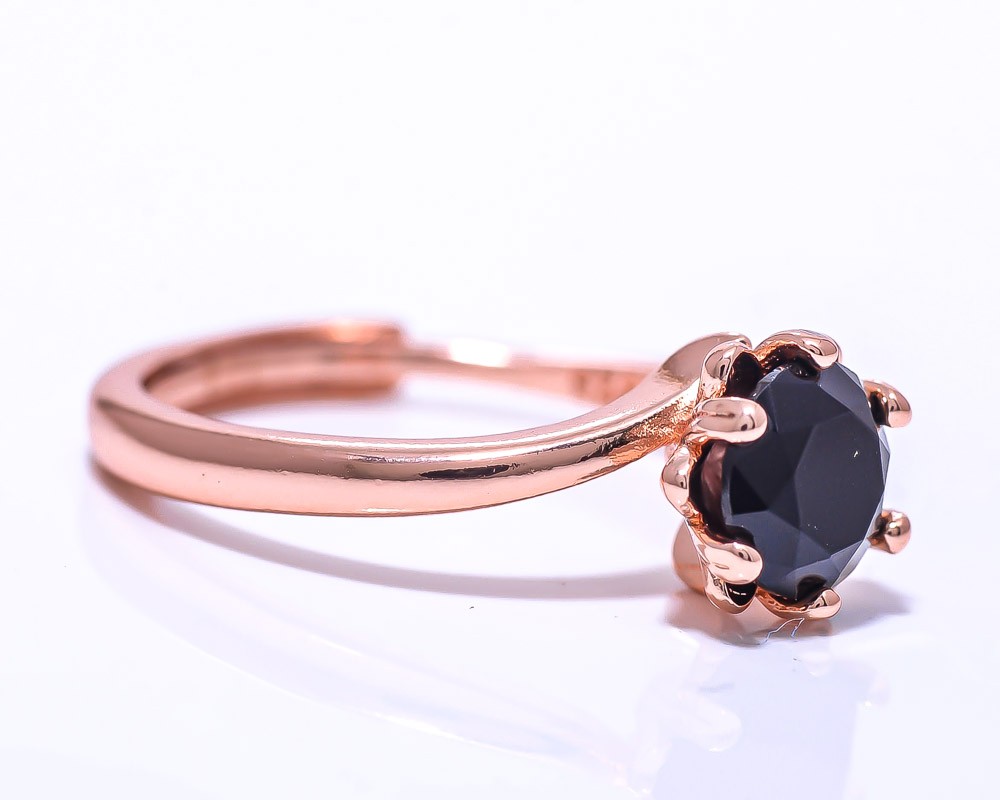Black Spinel Gemstone Rose Gold Plated Ring Adst (83)