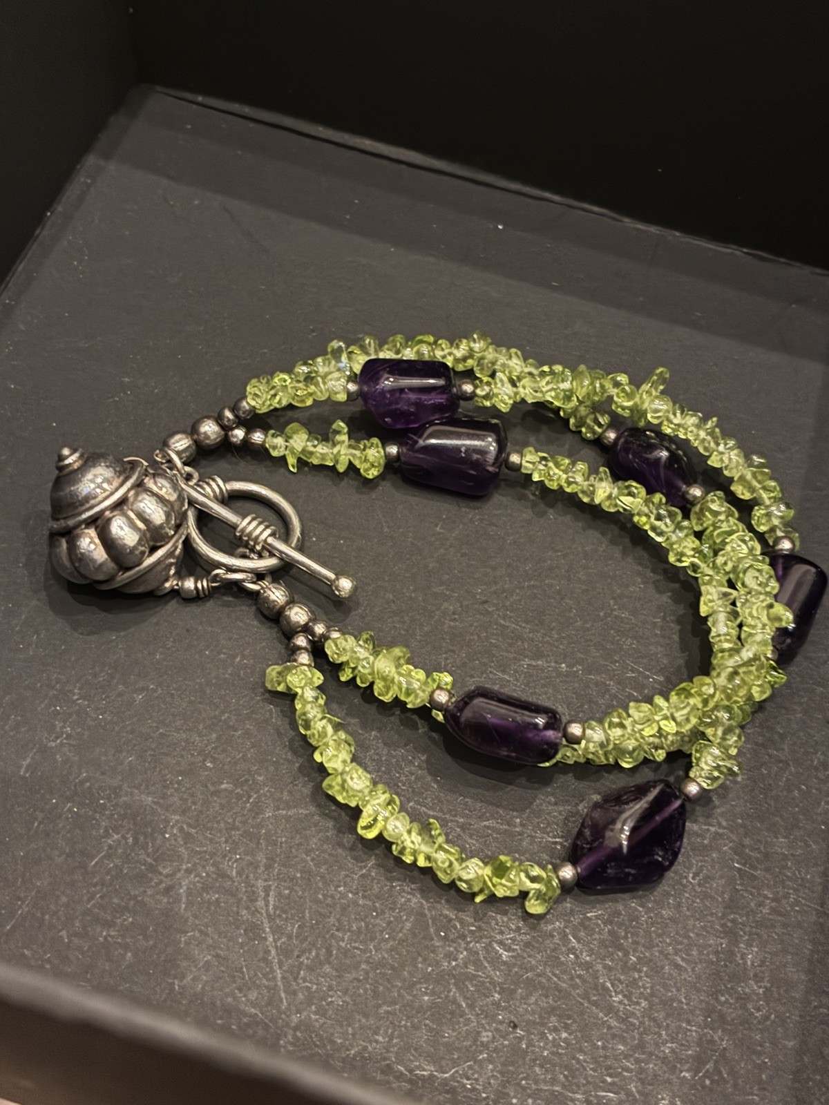 Gemstone Bracelet Natural Peridot Amethyst Gemstone Handmade Beaded Jewelry