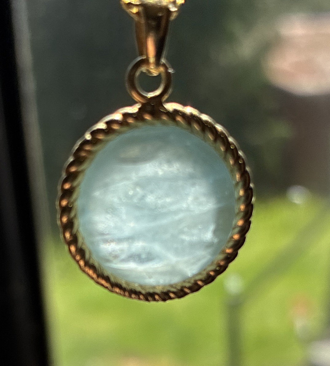 2pc 925 Italy Signed Round Bezel Pendant Necklaces Yellow and Blue Stones