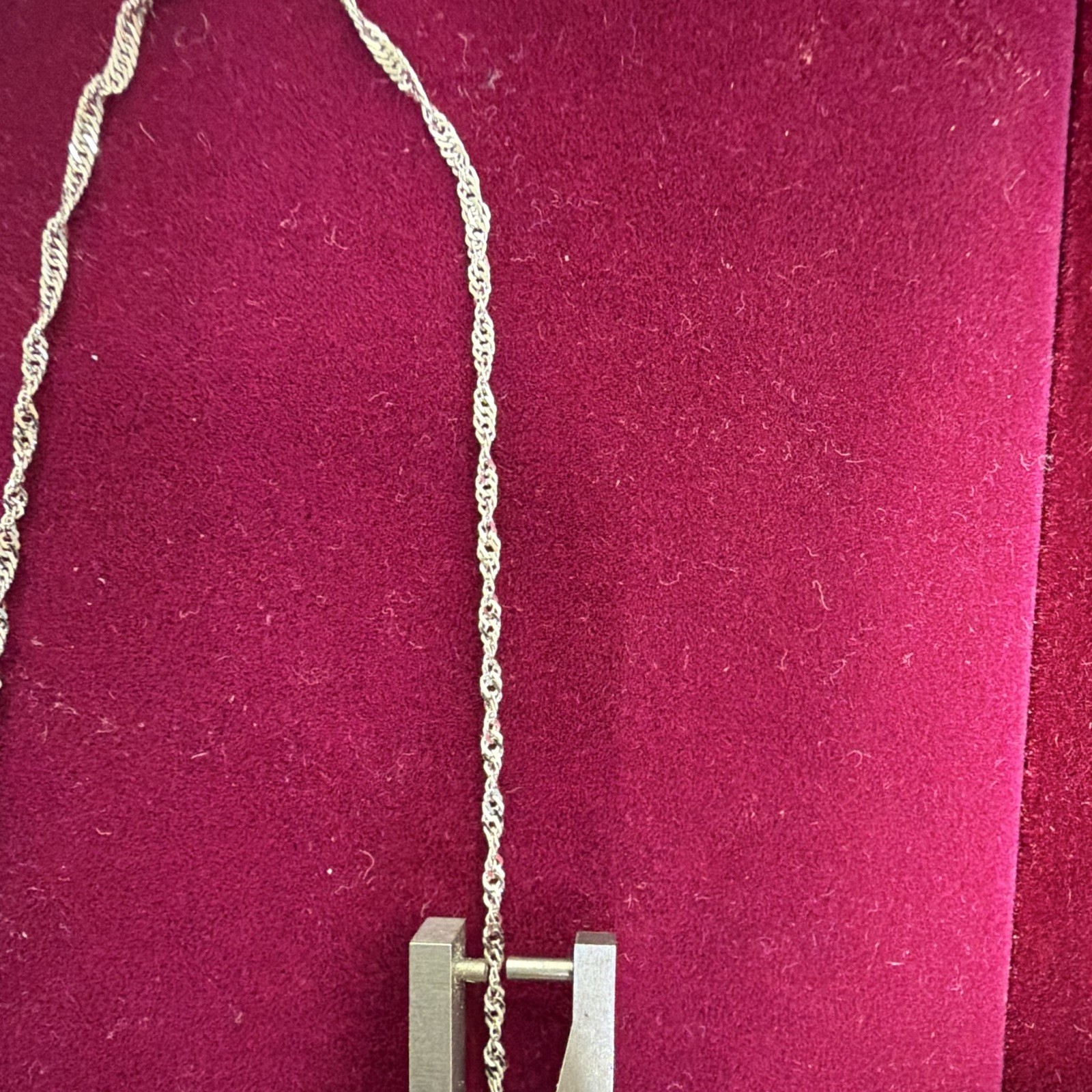 Silver Tone Rope Chain Necklace, 16 in, 1.42 mm, 1.3g.
