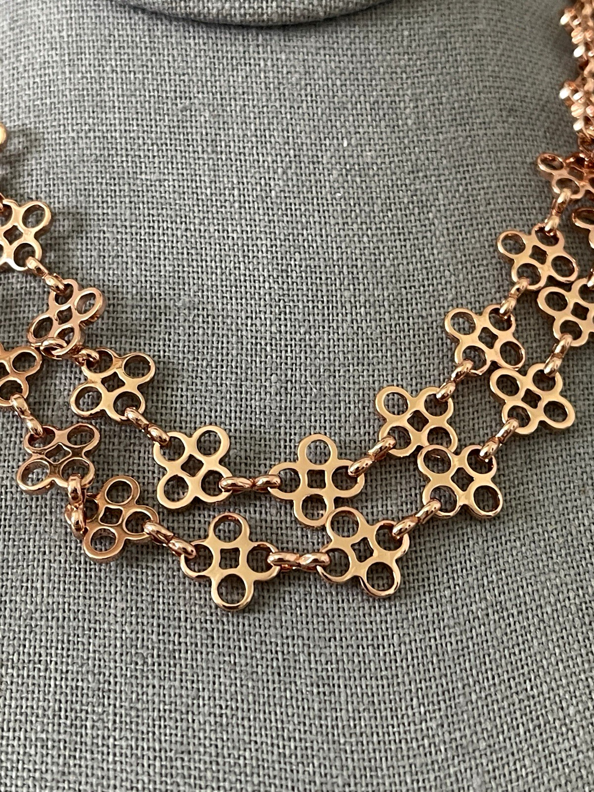 Tory Burch Mini Clover Necklace Rose Gold Length 32” New w Tags + Dust Bag