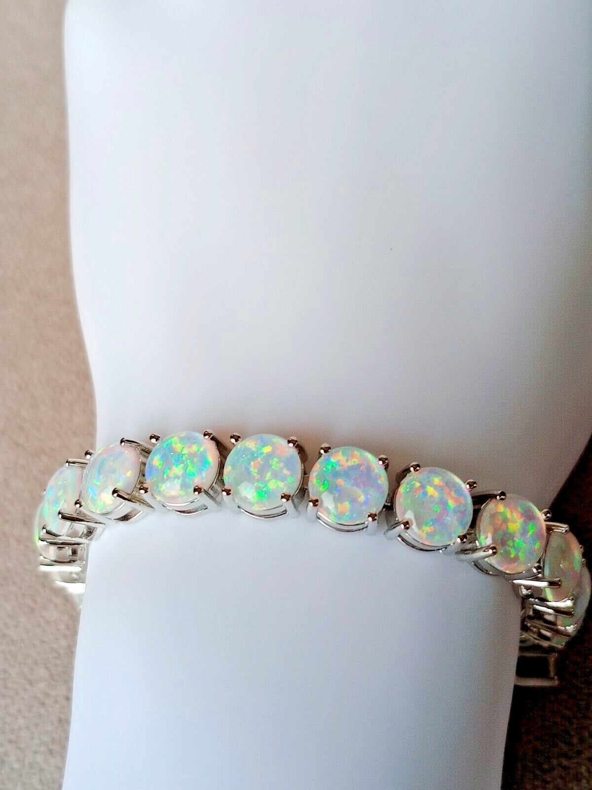 Pink Opal Tennis Bracelet | Opal Bracelet | Opal | October Birthstone, Silver
