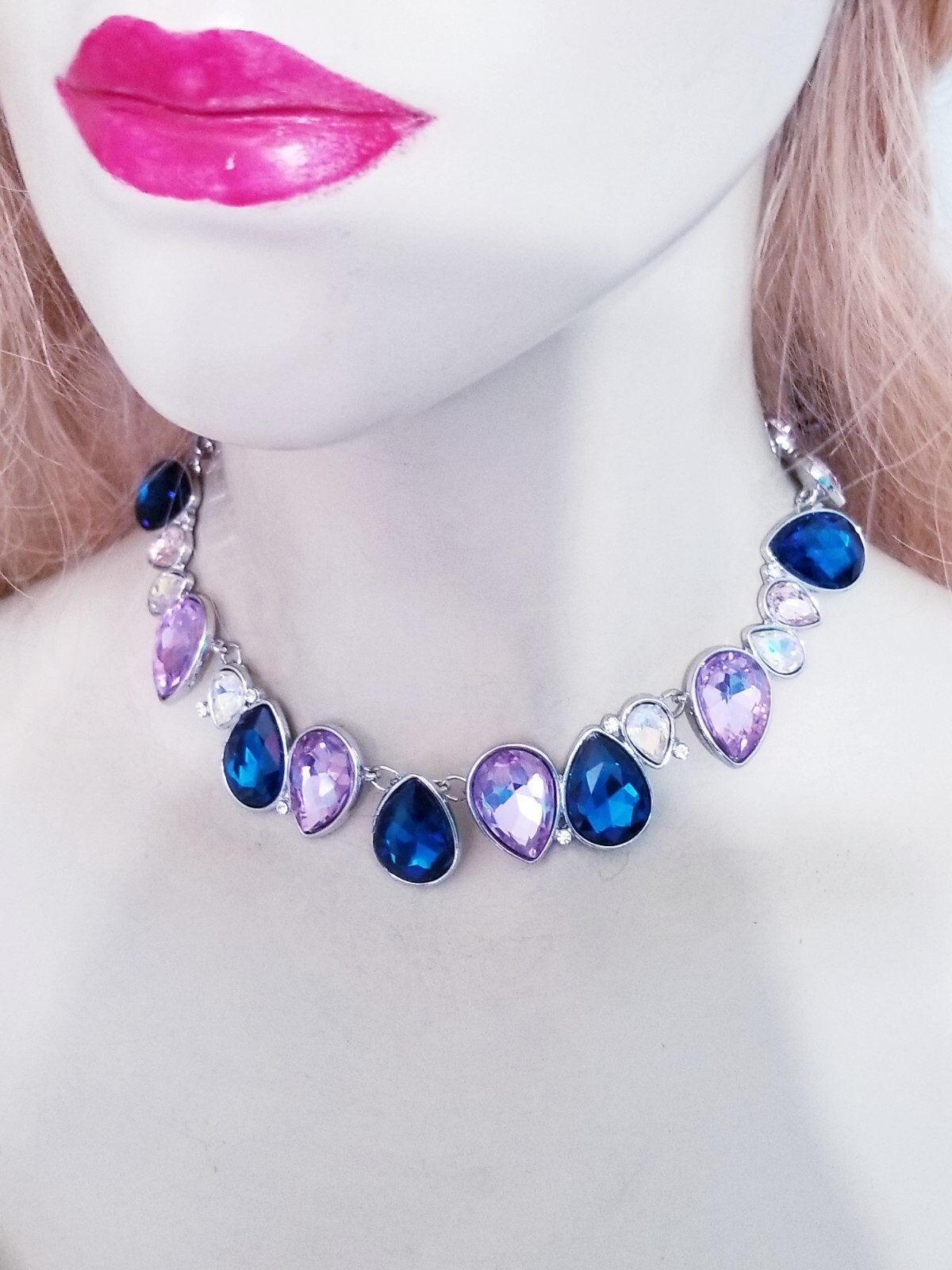 Choker Necklace ONLY Rhinestone Crystal Purple Prom Pageant Bridal