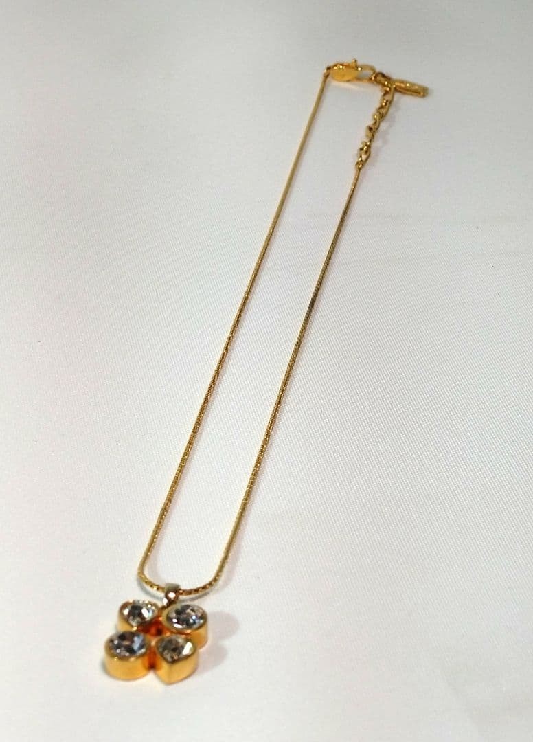 Yves Saint Laurent Necklace Crystal Rhinestone Gold Logo Plate Length: 17.3 in.