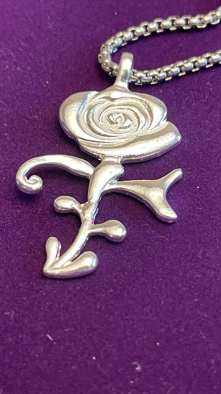 Love Symbol Rose Pendant Necklace Purple
