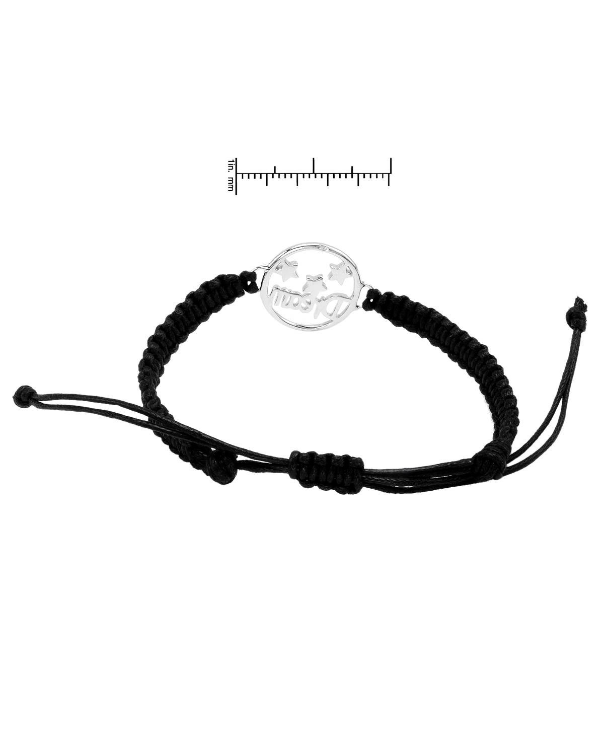 Black Macrame Knotted Cord Bracelet Sterling Crystal Dream Charm Shamballa $80