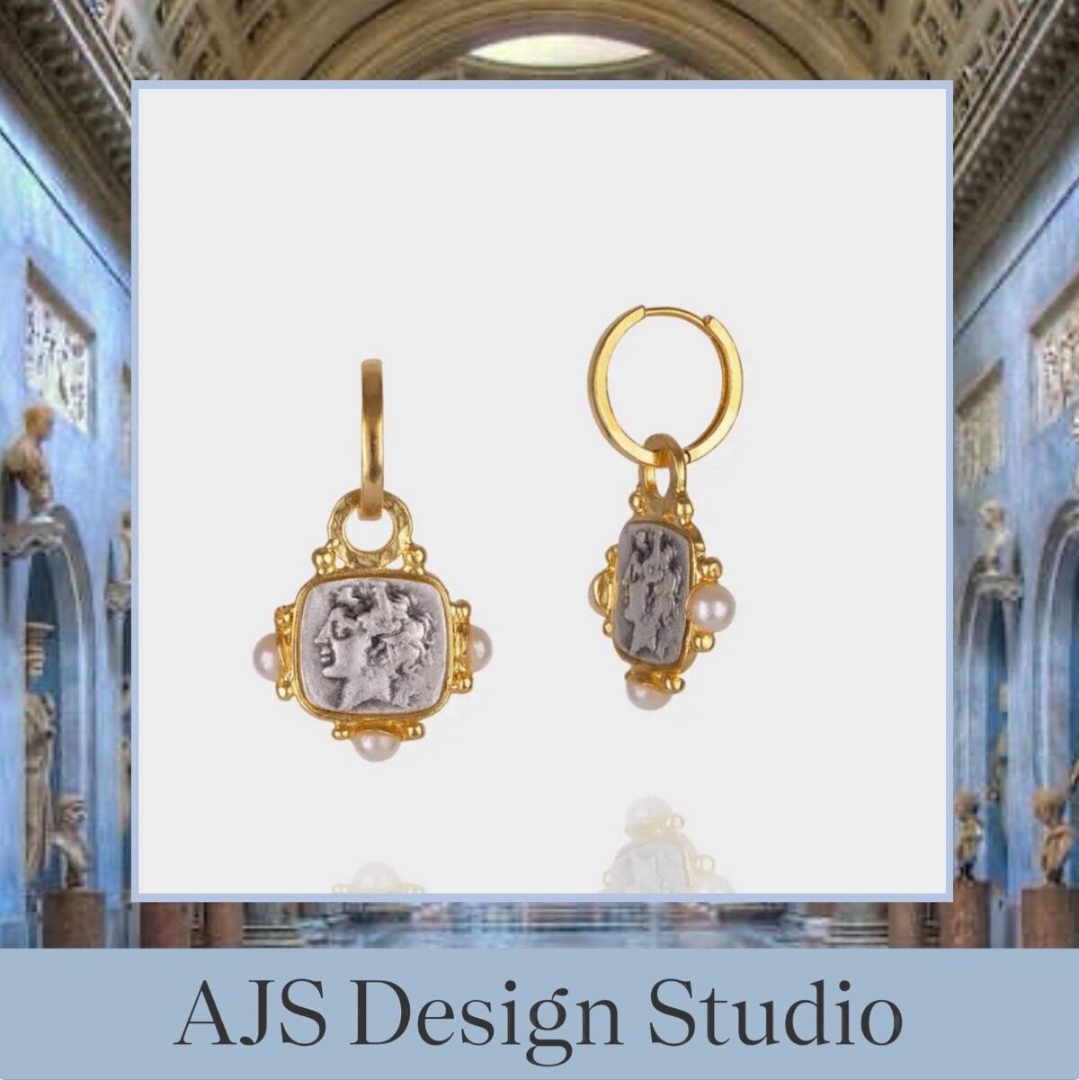 AJS Designs Gold Roman Coin Earrings Jewelry 22kt GP