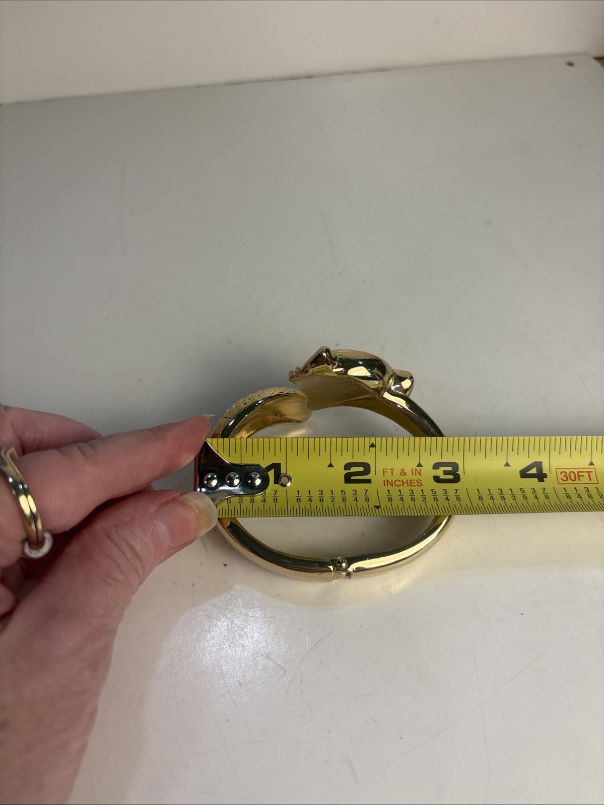 Gold Tone Fox Design hinged Bracelet Not Branded