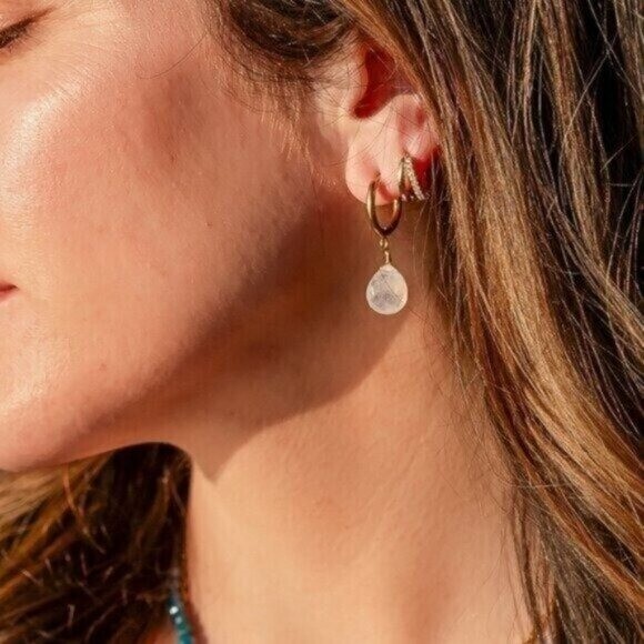 Everyday Huggie Earrings Double Huggies Gold CZ Pave Dainty Small Gold Hoops