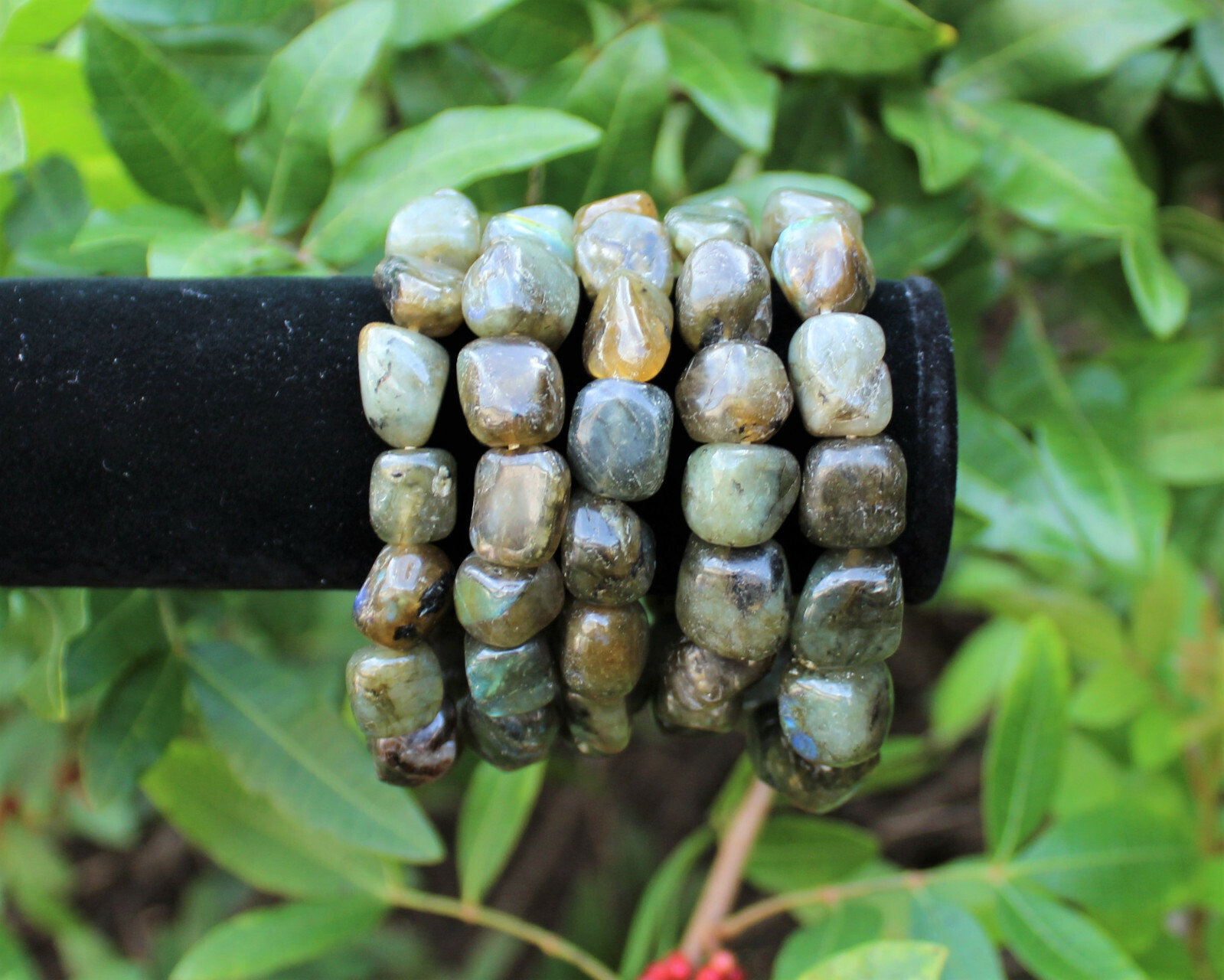 Labradorite Tumbled Gemstone Bracelet 6-8 mm Nuggets (Stretch Bracelet, Gift)