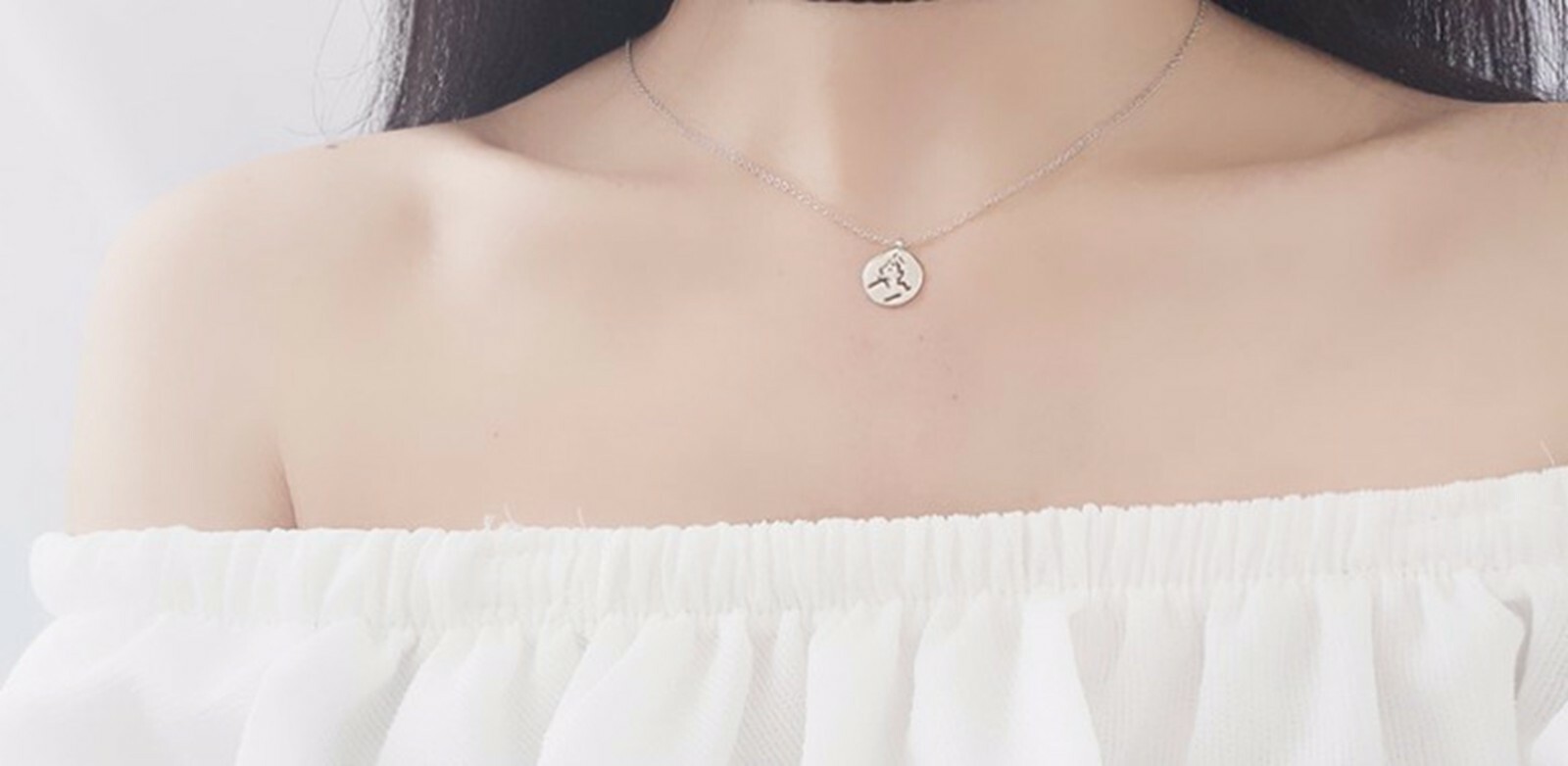 Women Girl 925 Sterling Silver Beauty Lady Face Silver Coin Necklace 16-18″