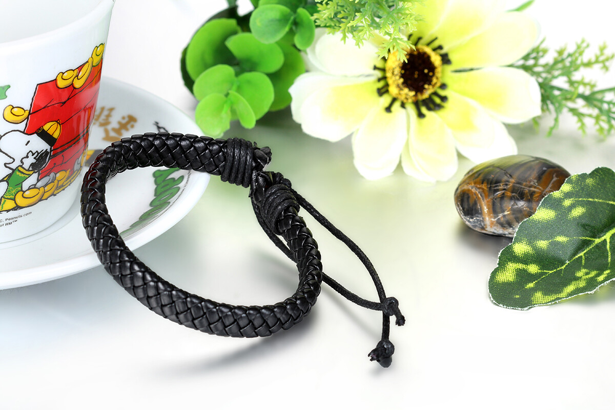 Men’s Women’s Wrap Braided Leather Bracelet Cuff Bangle Adjustable Wristband