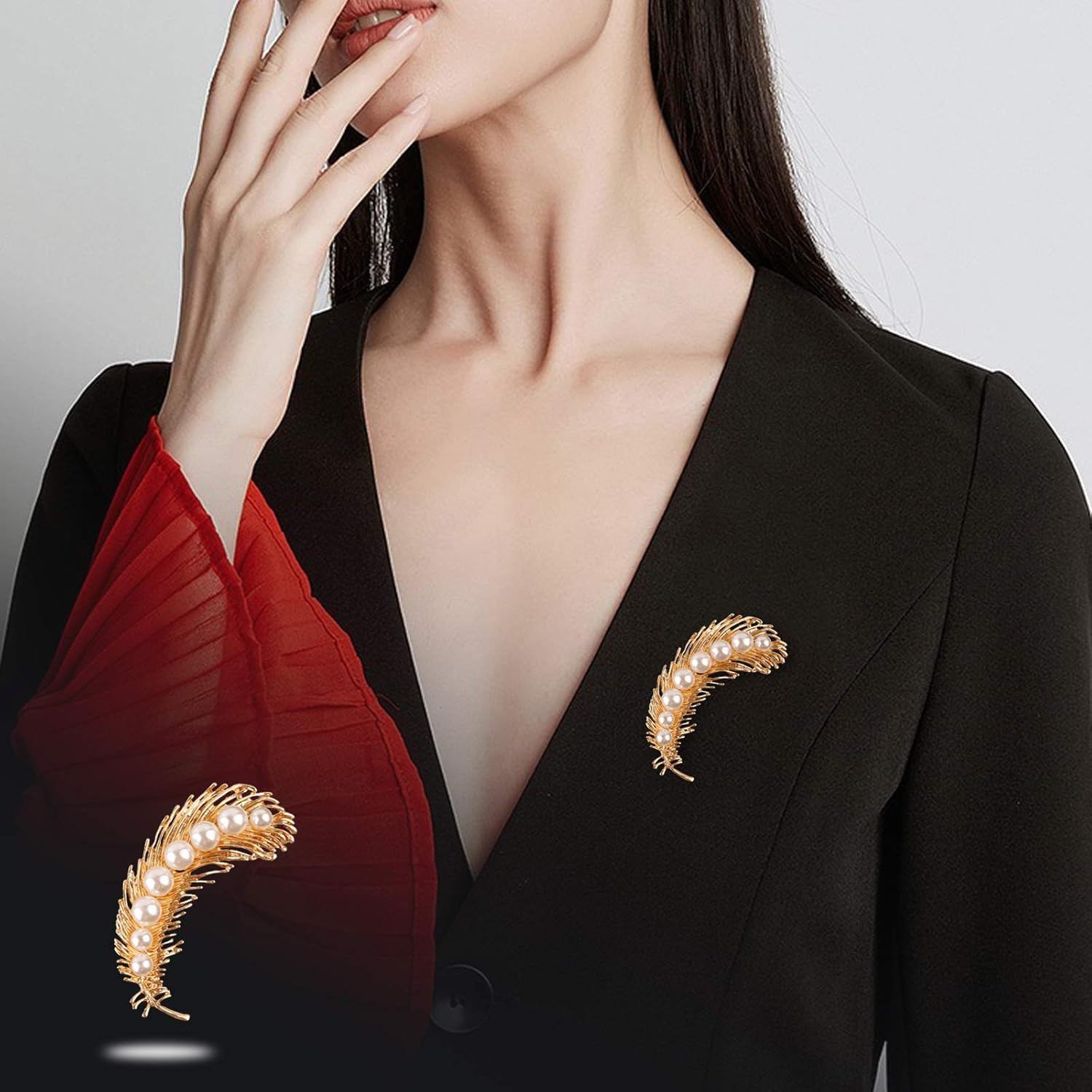 Pearl Diamond Brooch Pins for Dress Sweater Scarf, Wedding Party Decoration Birt