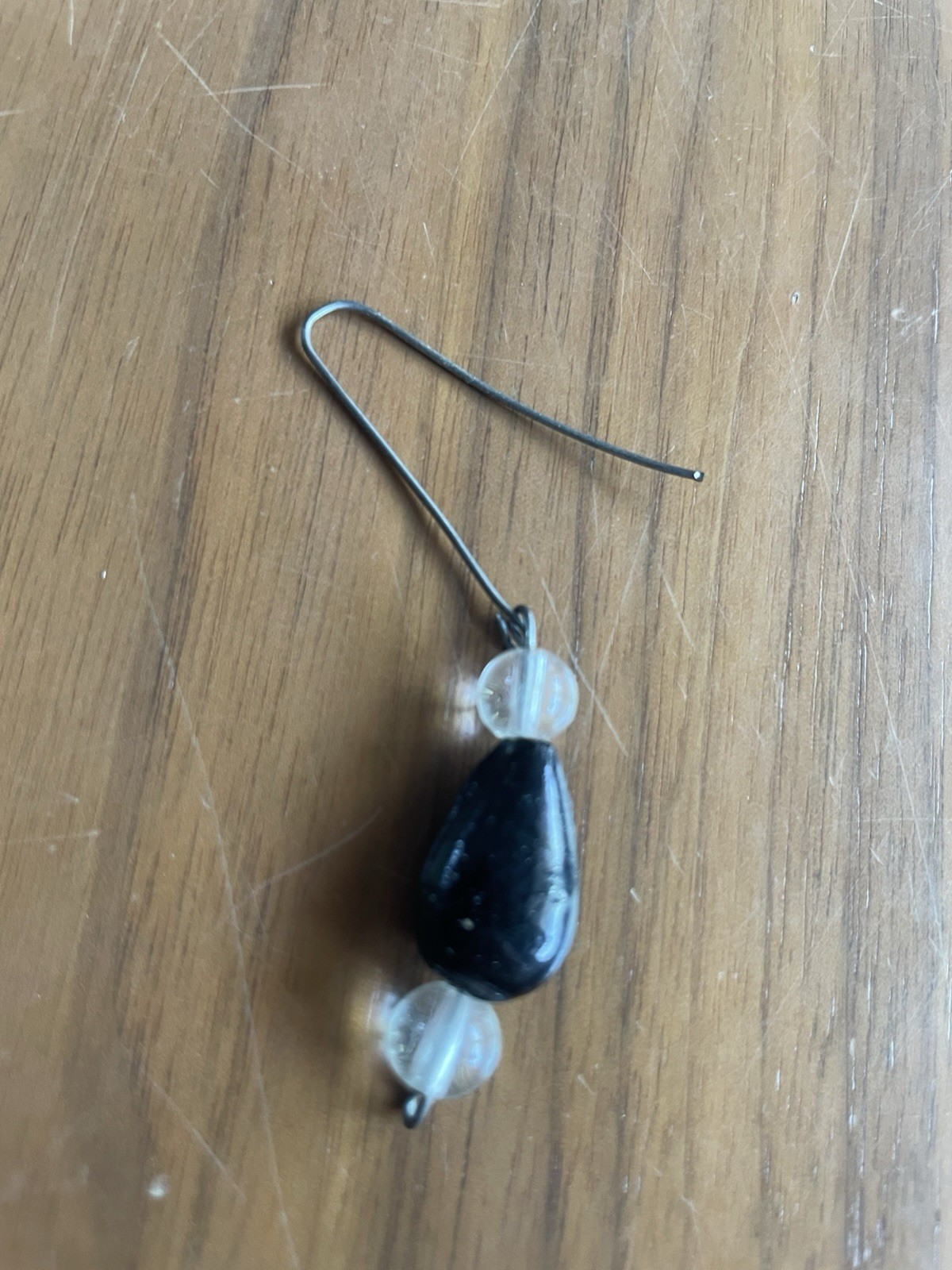 Black Tulip Leaf Bead Dangle Earrings Drop 2 Pair Set Gothic Retro Japanese