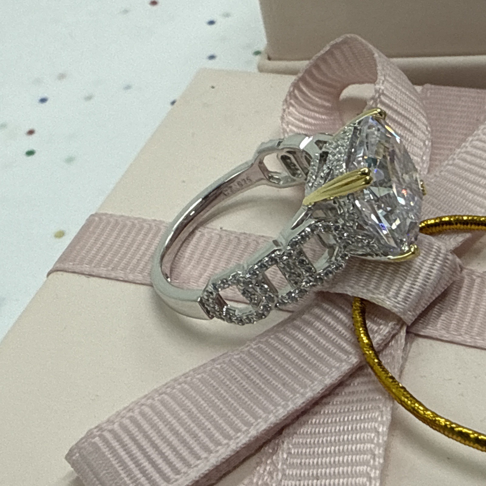Vanna K ~ Bella Luce White Cubic Zirconia Platineve Asscher Cut Ring 13.23ctw ~9