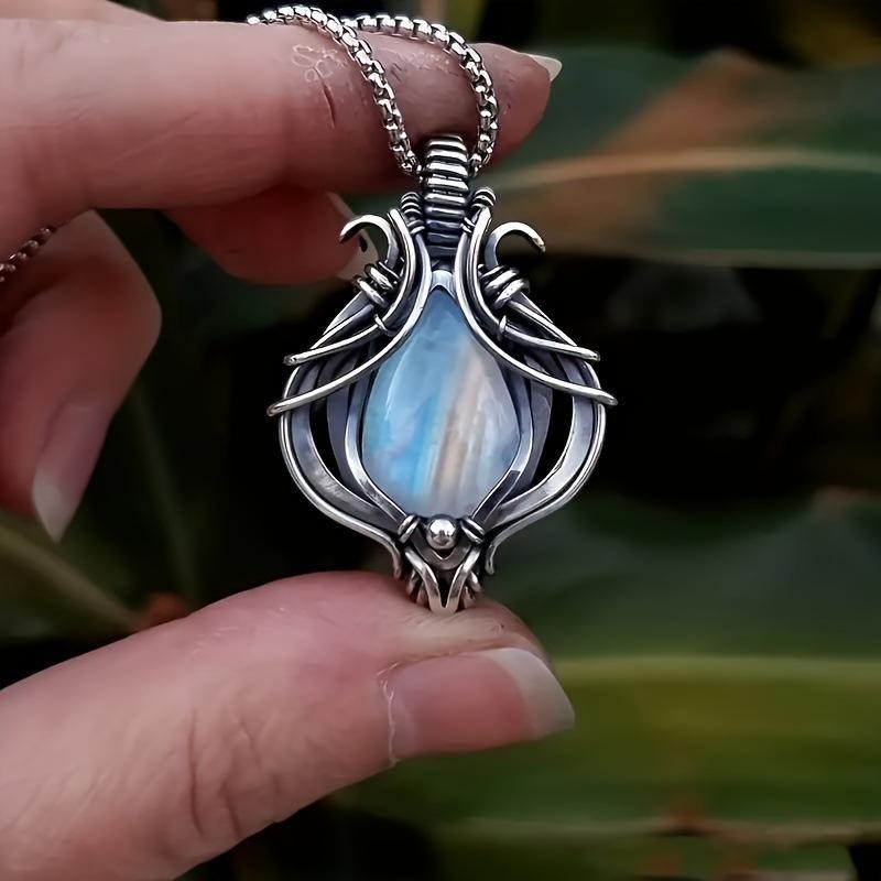 Purple Fire Labradorite Wire Wrapped Pendant Handcrafted Copper Dailywear 3.07″