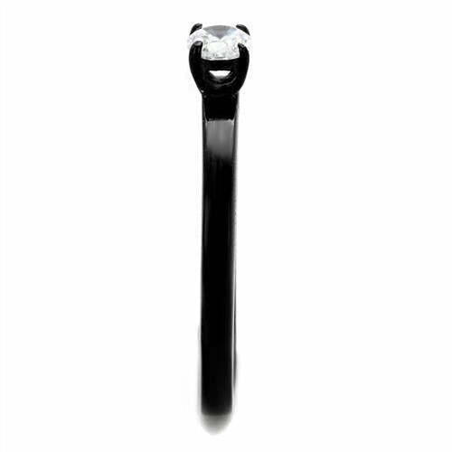 TK2016 – IP Black(Ion Plating) Stainless Steel Ring with AAA Grade CZ in Clear