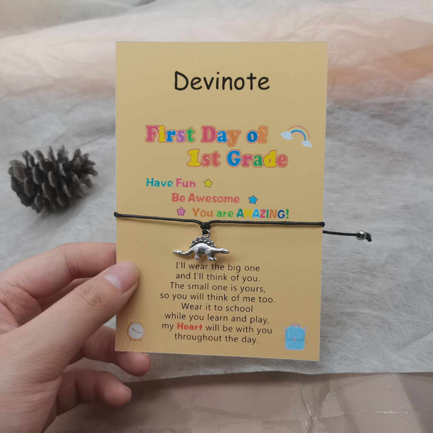 DEVINOTE First Day of School Bracelets Back to School Season Dinosaur Bracelet