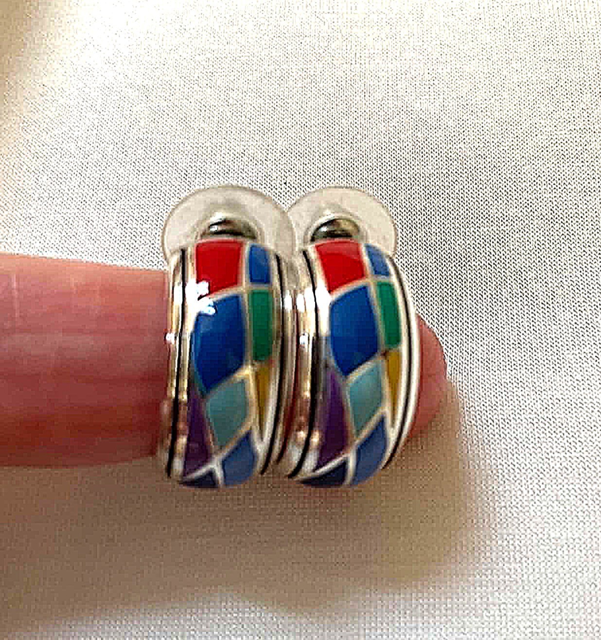 Brighton Colormix Mosaic Enamel Set Reversible Pendant + Bangle + Earrings