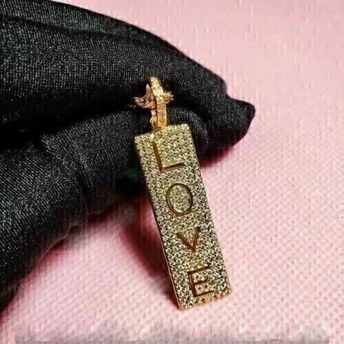 14K Yellow Gold Plated 2Ct Round Cut Simulated Diamond Women Beauty Love Pendant