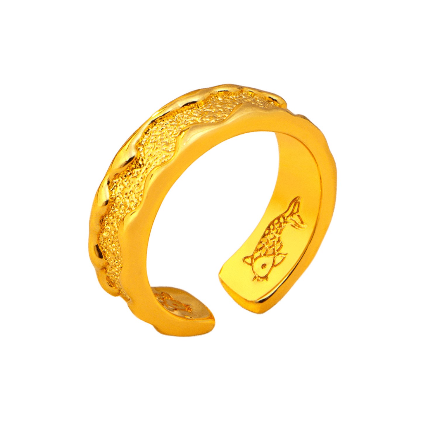 22K 23K 24K Thai Baht Yellow Gold ring with simple opening adjustment