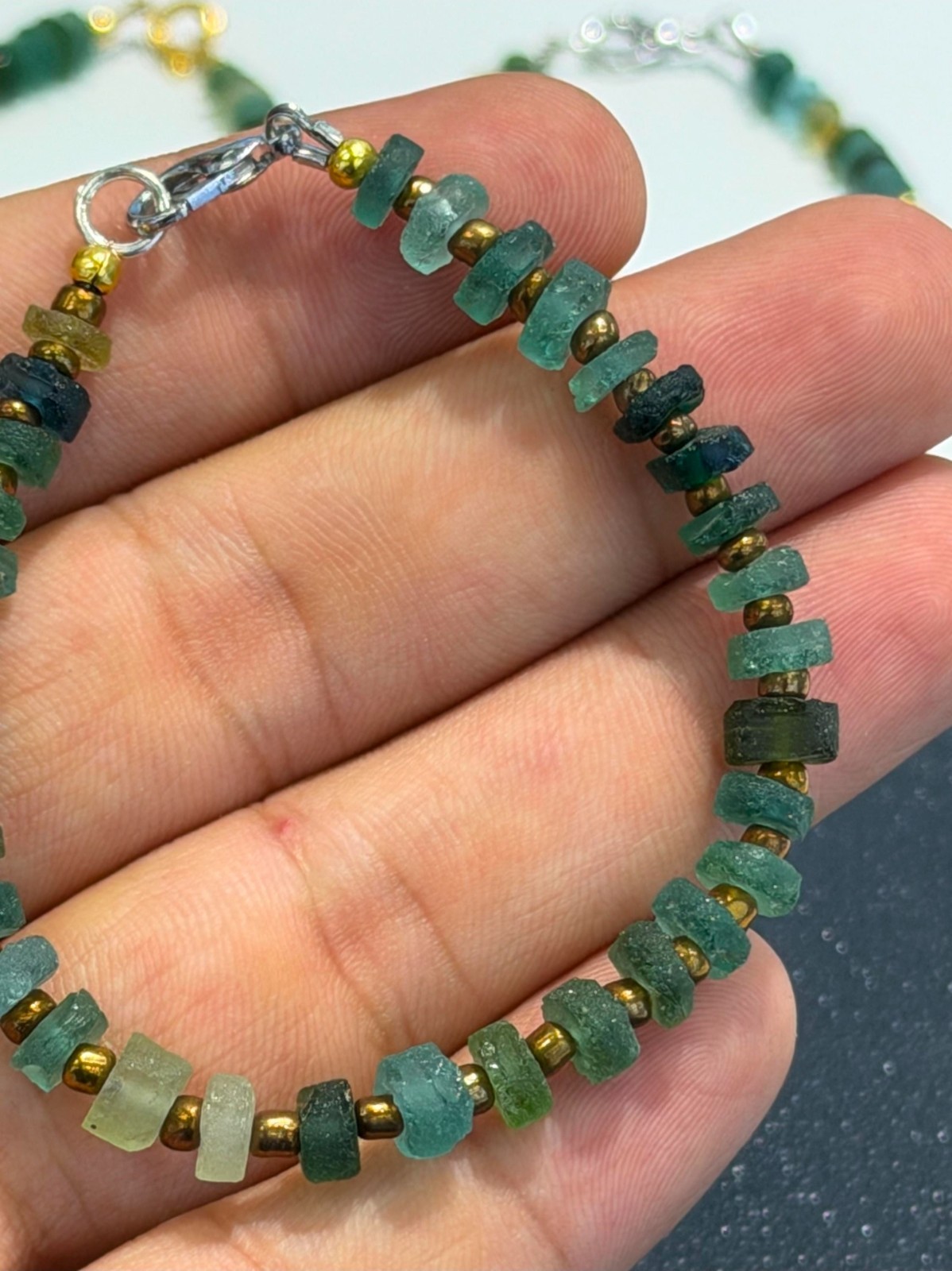 Ancient Roman Glass Bracelet Handmade Beaded Antique Vintage Authentic Gemstone