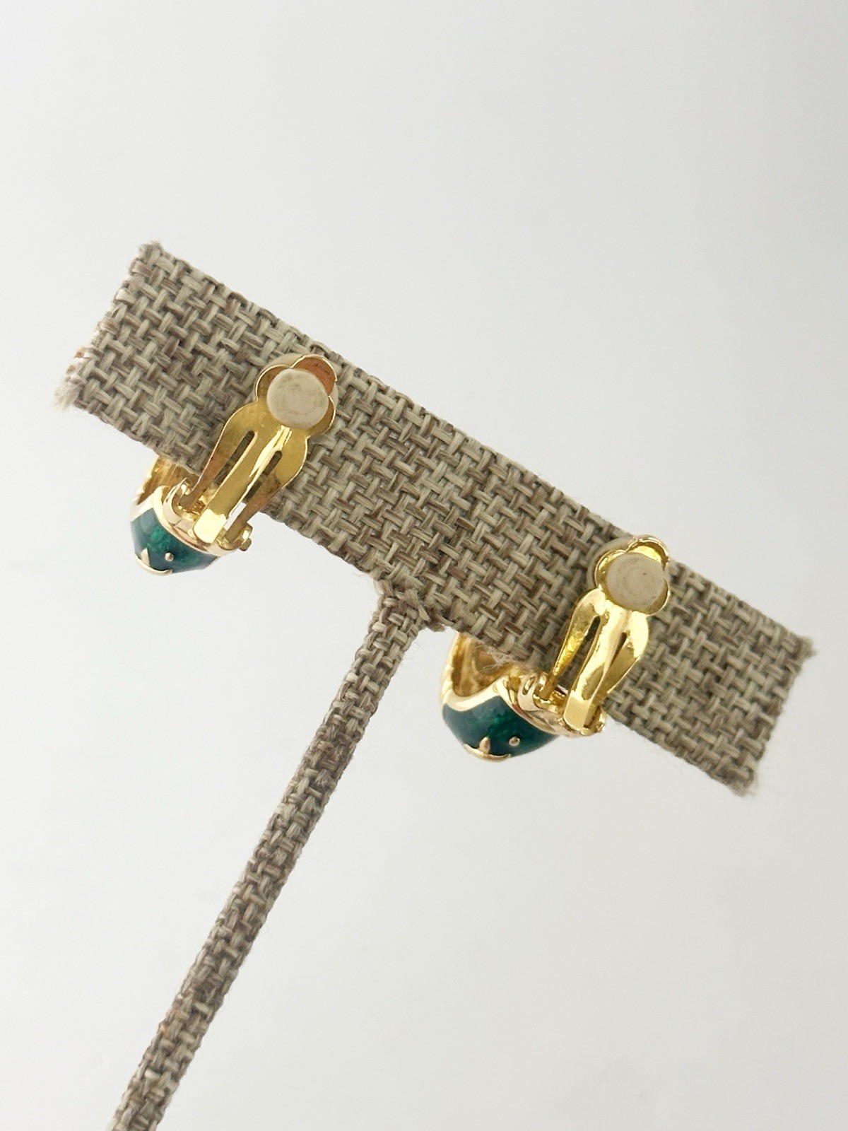 Vintage Joan Rivers Enamel Gold Tone Hoop Clip On Earrings Signed Red Green Blue