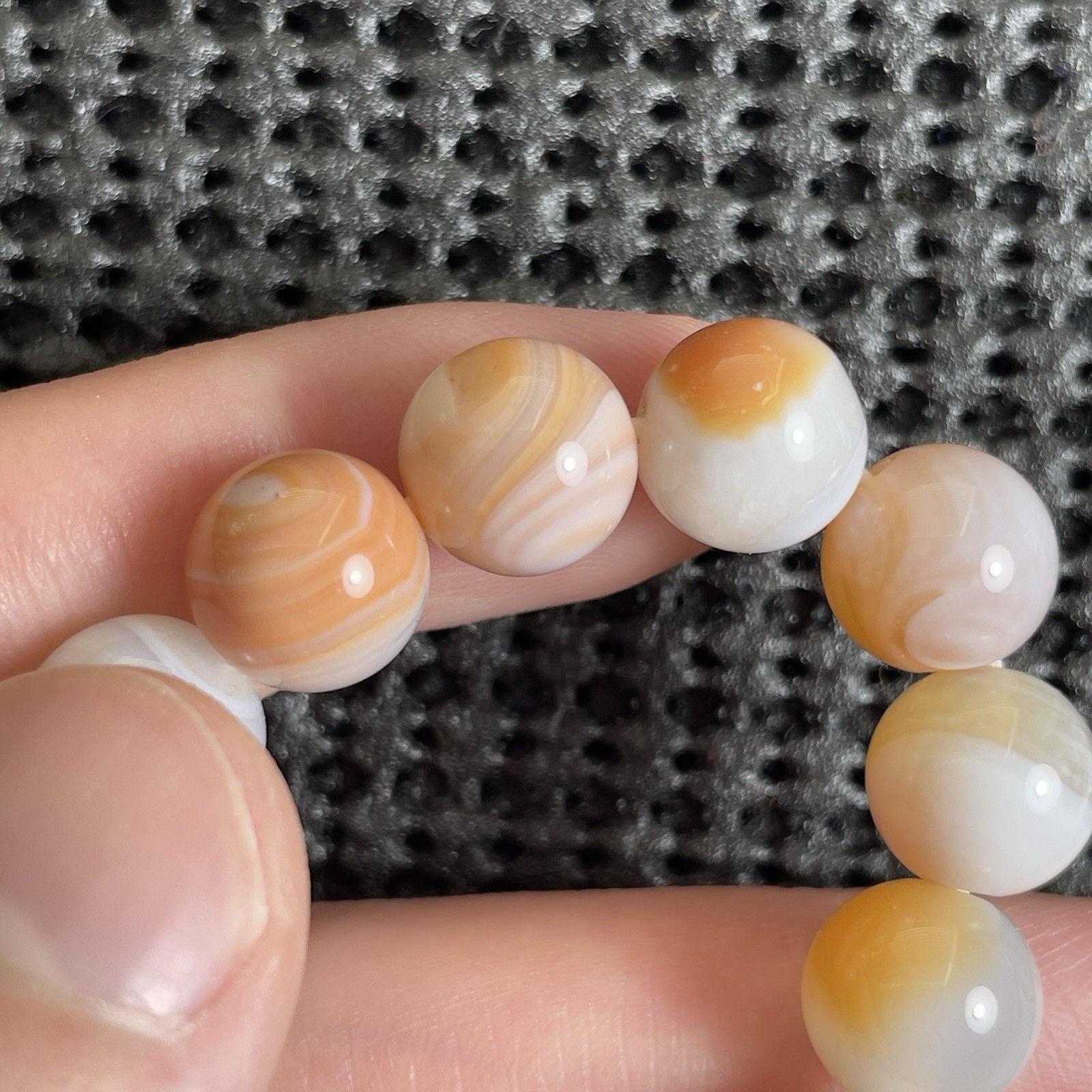 Rare Color 10mm Boswana Agate Stretchy Bracelet Gift Minimalist Jewelry Women