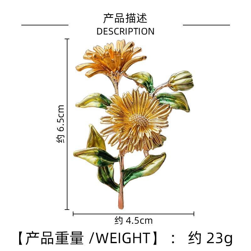 Floral Brooch Painted Chrysanthemum Lapel Pin Fashion Accessory