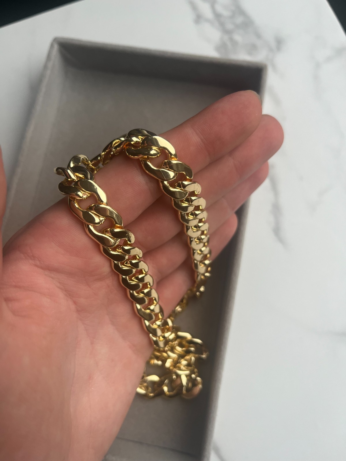 Real Solid Genuine 1/20 14K Yellow Gold Bold Cuban Curb Chain Necklace-12mm Men
