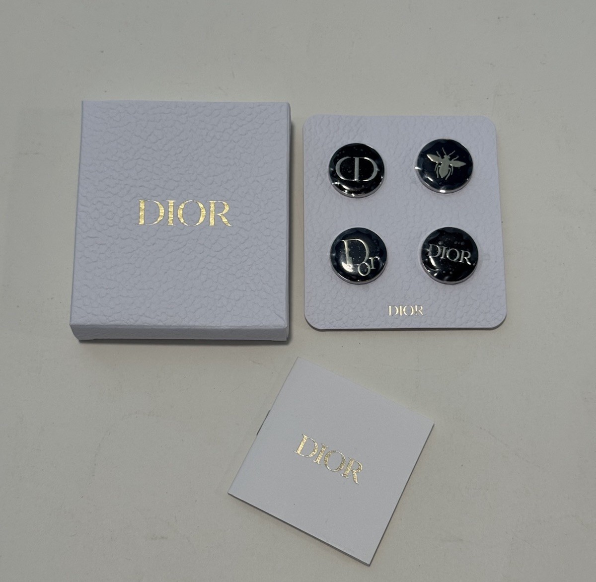 Christian Dior Novelty Limited Pin badge Set of 4 Brooch Logo NEW
