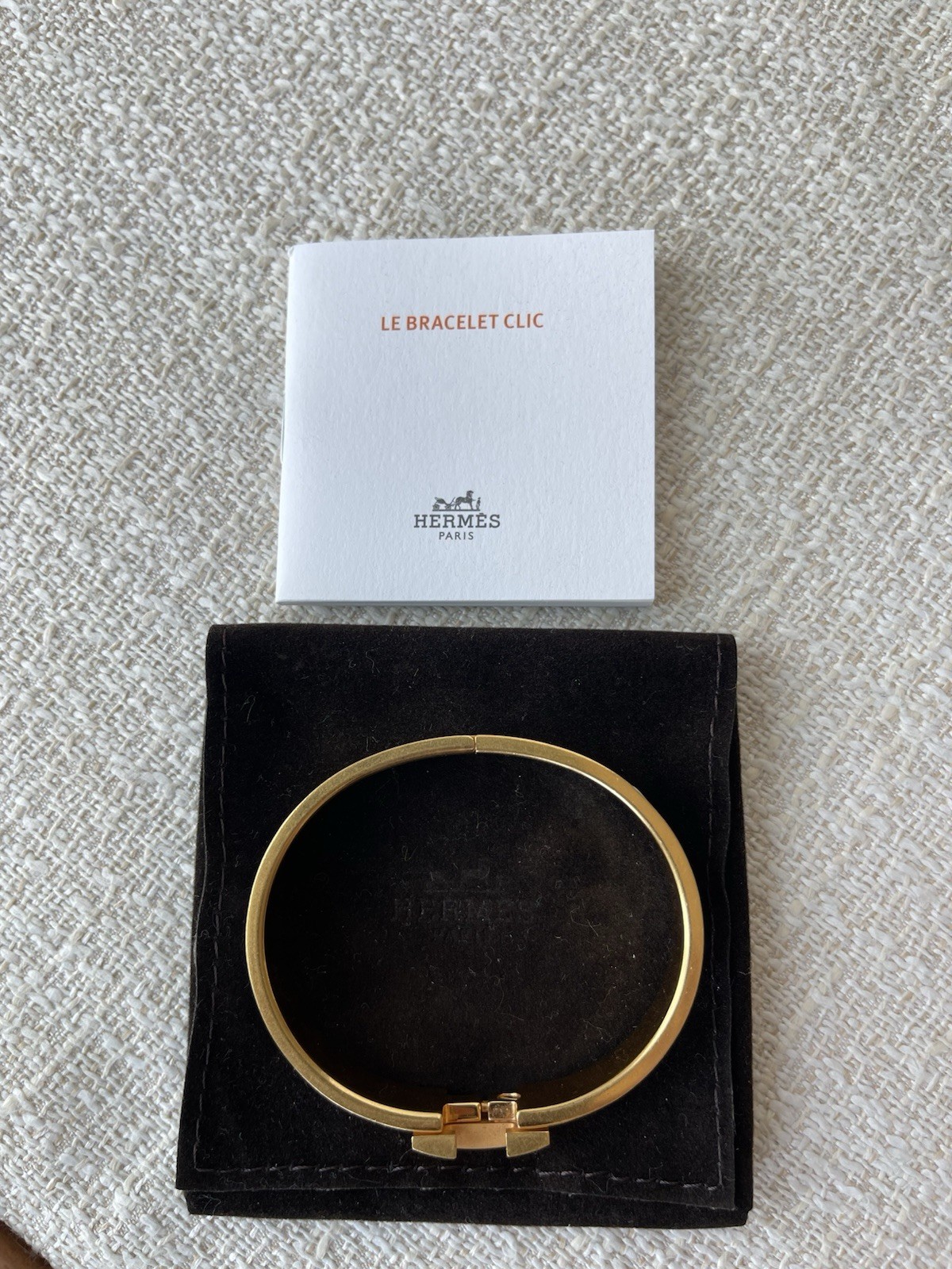 Hermes Clic H Bracelet White & Gold GM Authentic