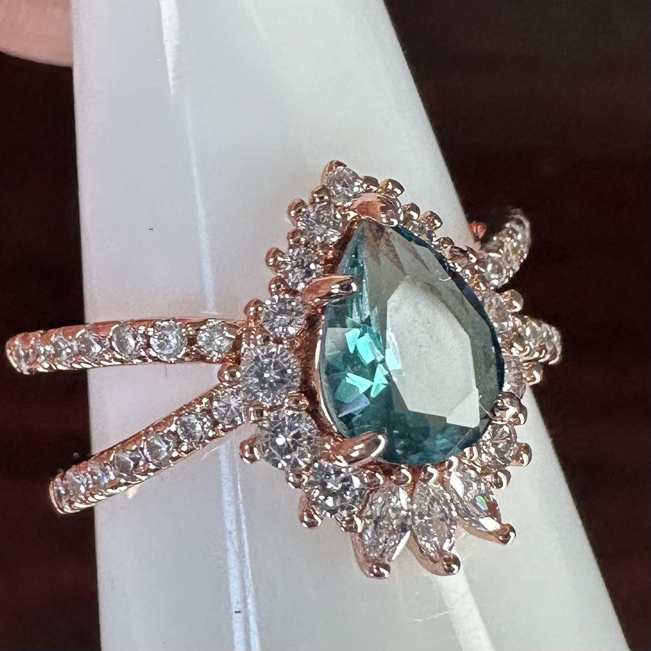 Bomb Party Ring- 3567- Lab Created Bi-Color Alexandrite- Size 7-Rose Gold Plated