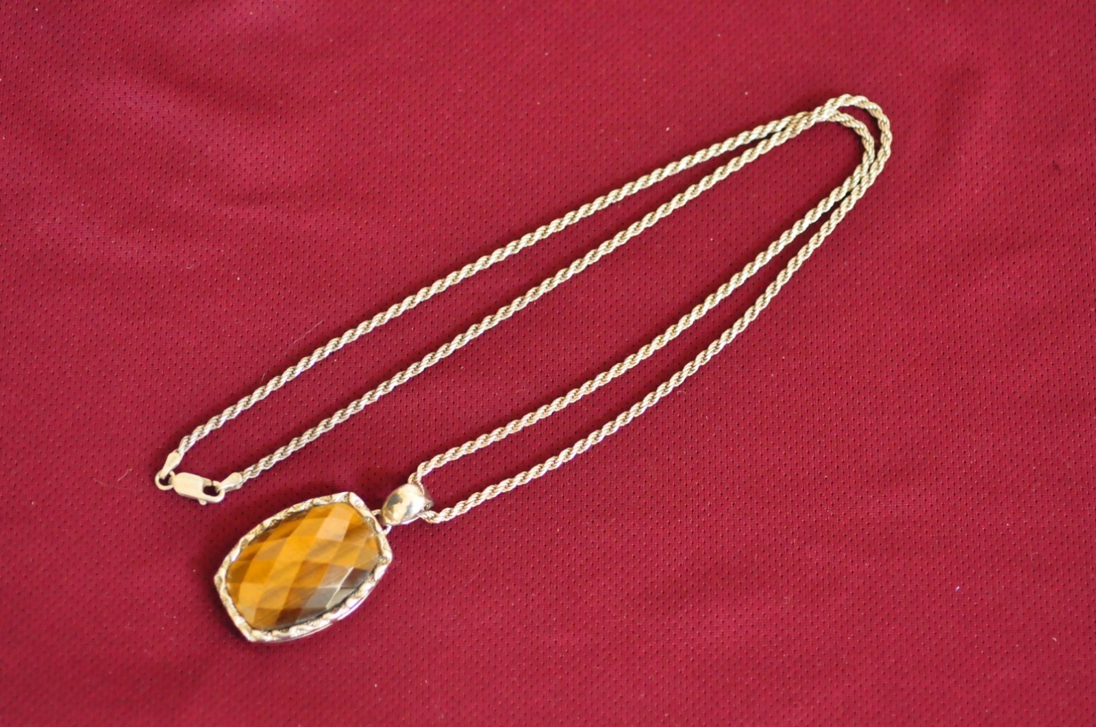 Sterling Tiger’s Eye Pendant on Italian 925 Necklace Chain – 30g, Ornate Silver