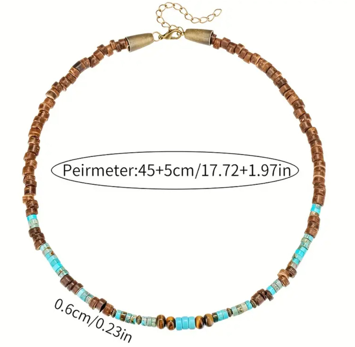 Puka Coconut Shell Necklace Choker Mens Womens Brown Blue Surfer Beach Bead 19in