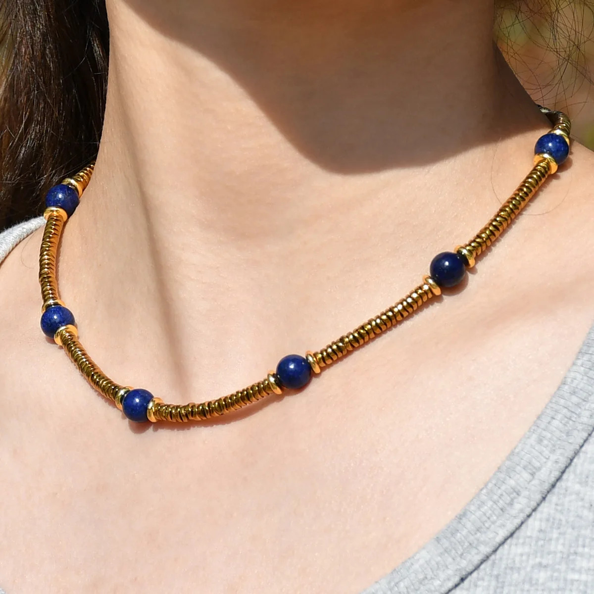 Loe| Bohemian Natural Stone Necklace for Women.1Pcs.316L Stainless Steel.Luxury