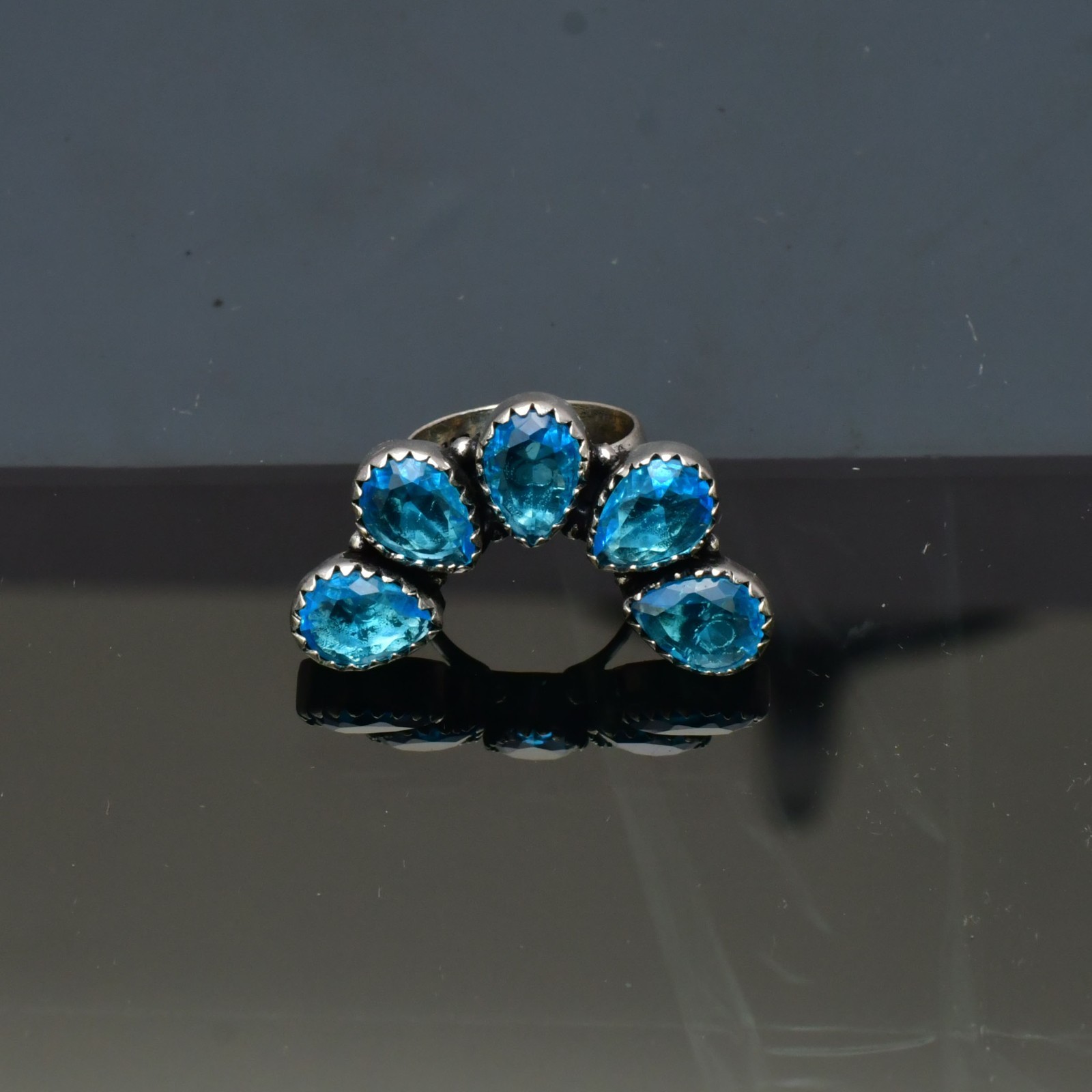 Blue Topaz (Lab-Created)Gemstone 925 sterling silver Handmade Ring- All Size