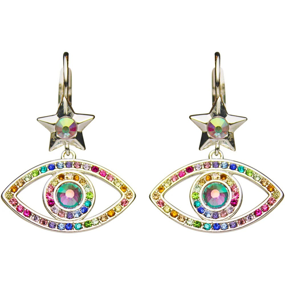 Kirks Folly Angel Eye Leverback Earrings sterling silvertone