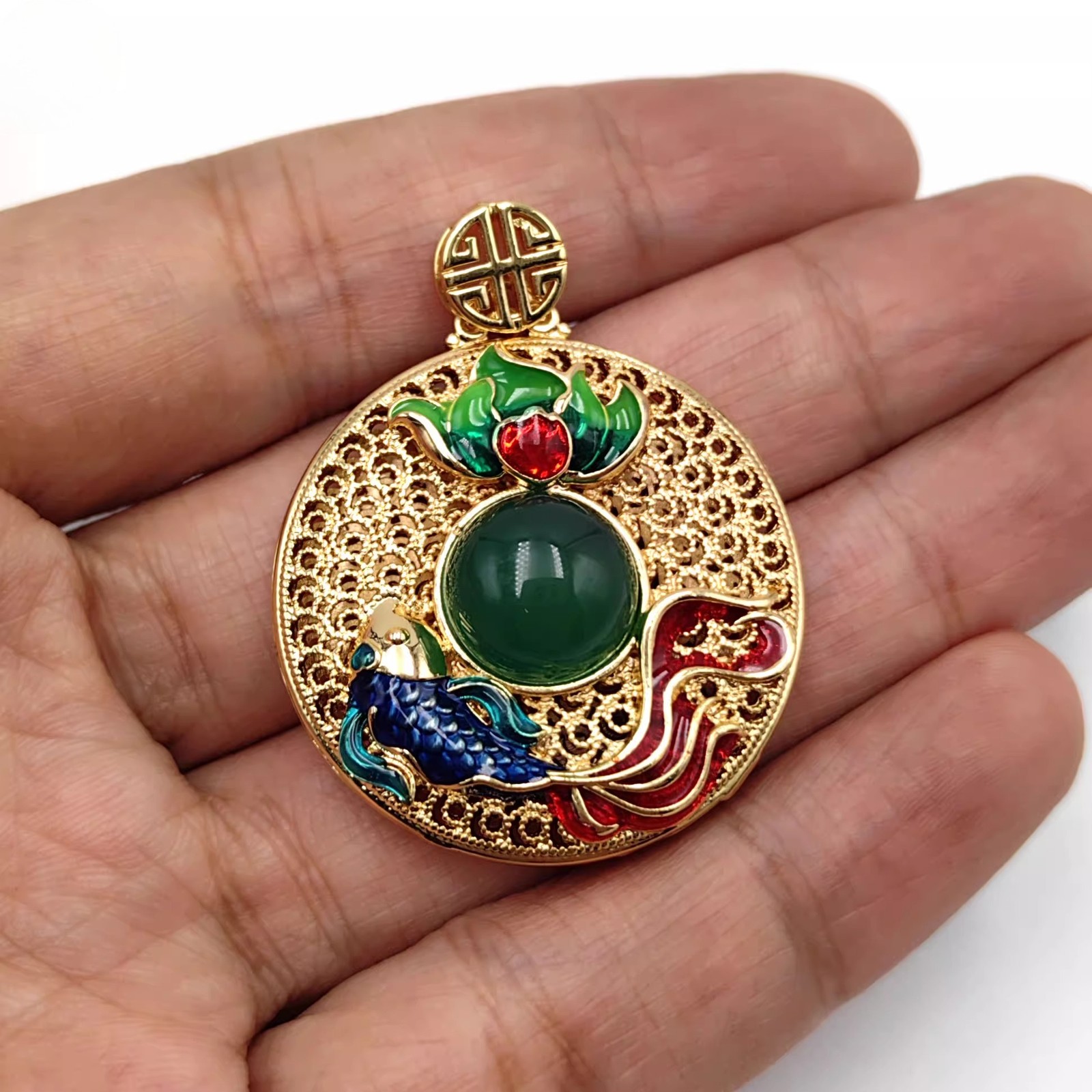 BN Nature Jade Vase Pendant Necklace Jewelry charm Blessing Lucky tune