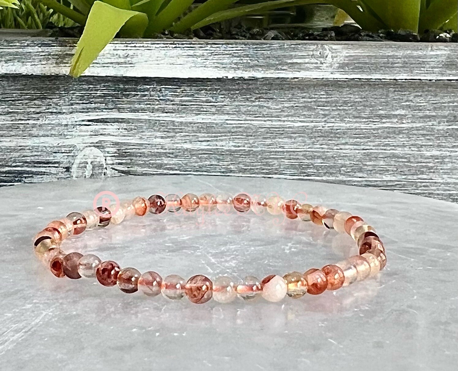 Wholesale Lot 6 Pcs Natural Hematoid 4mm 7.5” Crystal Stretch Bracelet