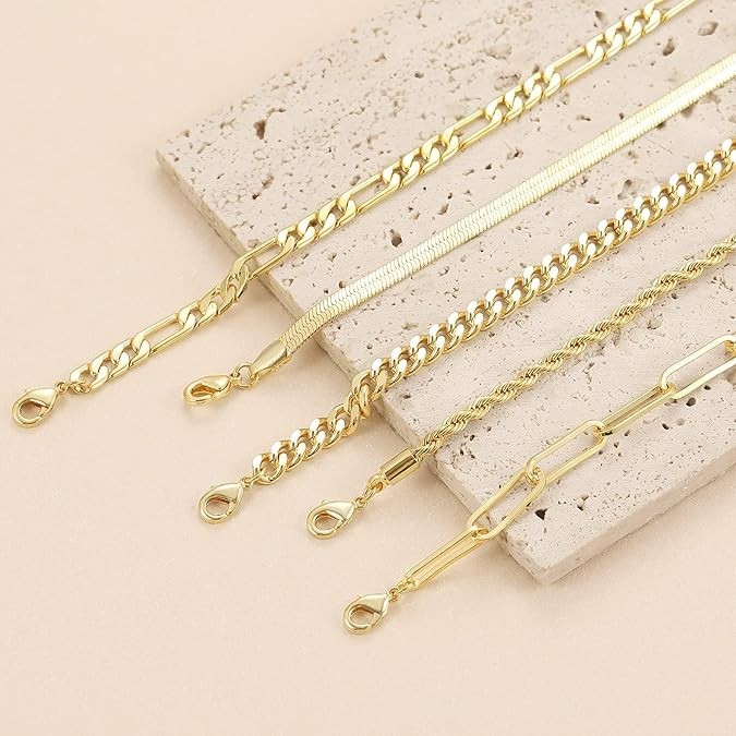 DEARMAY Gold Bracelets for Women Waterproof, 14K Real Gold Jewelry Sets for Wome