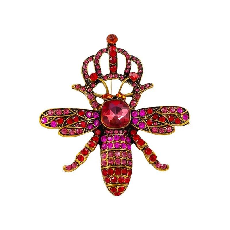 women insect brooch fashion crystal crown bee pins jewelry