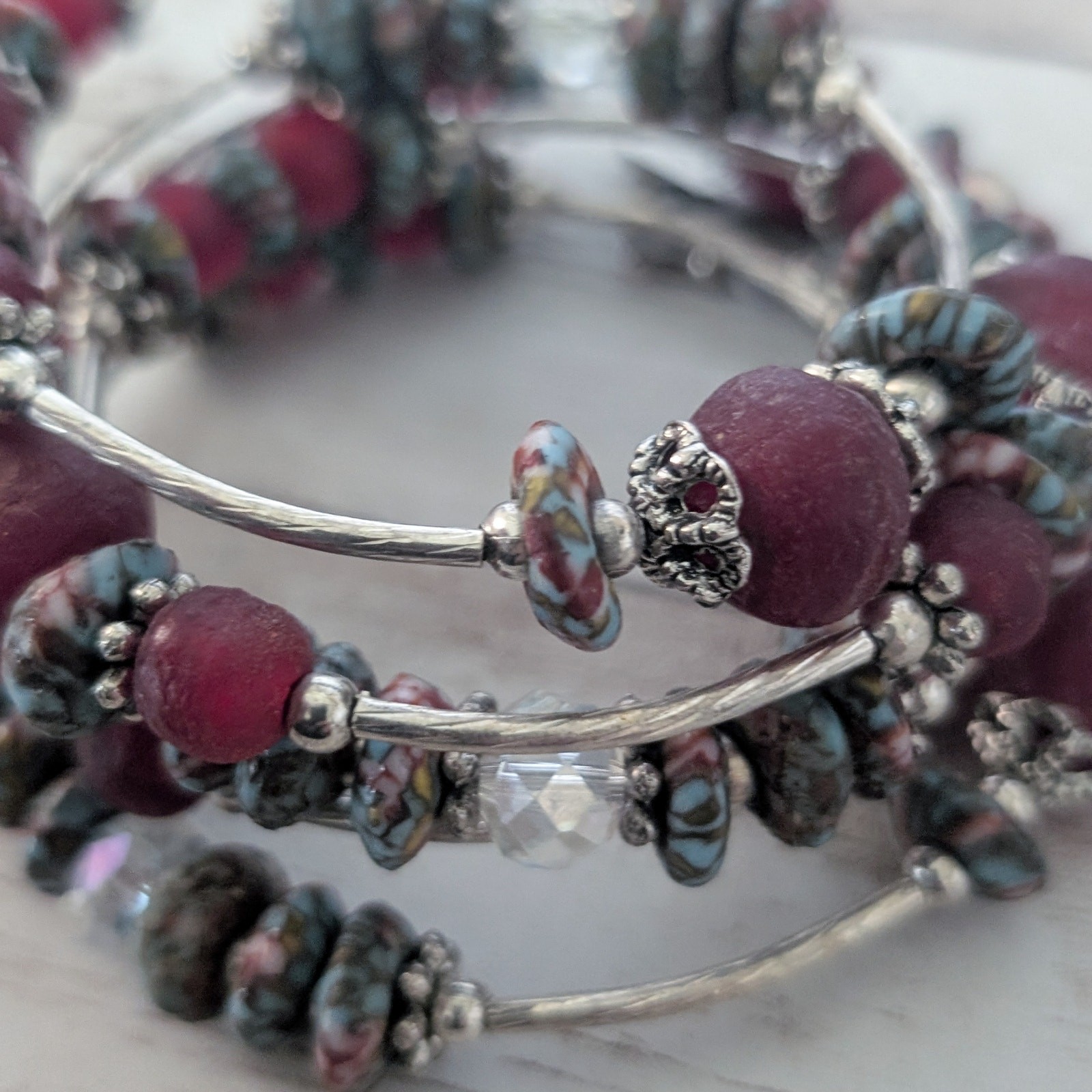 Kairos 10 Red Wrap Bracelet Mixed Materials