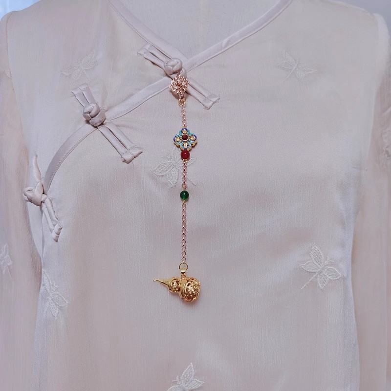 Fu Lu Chinese Gourd Sachet Qipao Waist Clip| Openable Chinese Fragrant Pendant