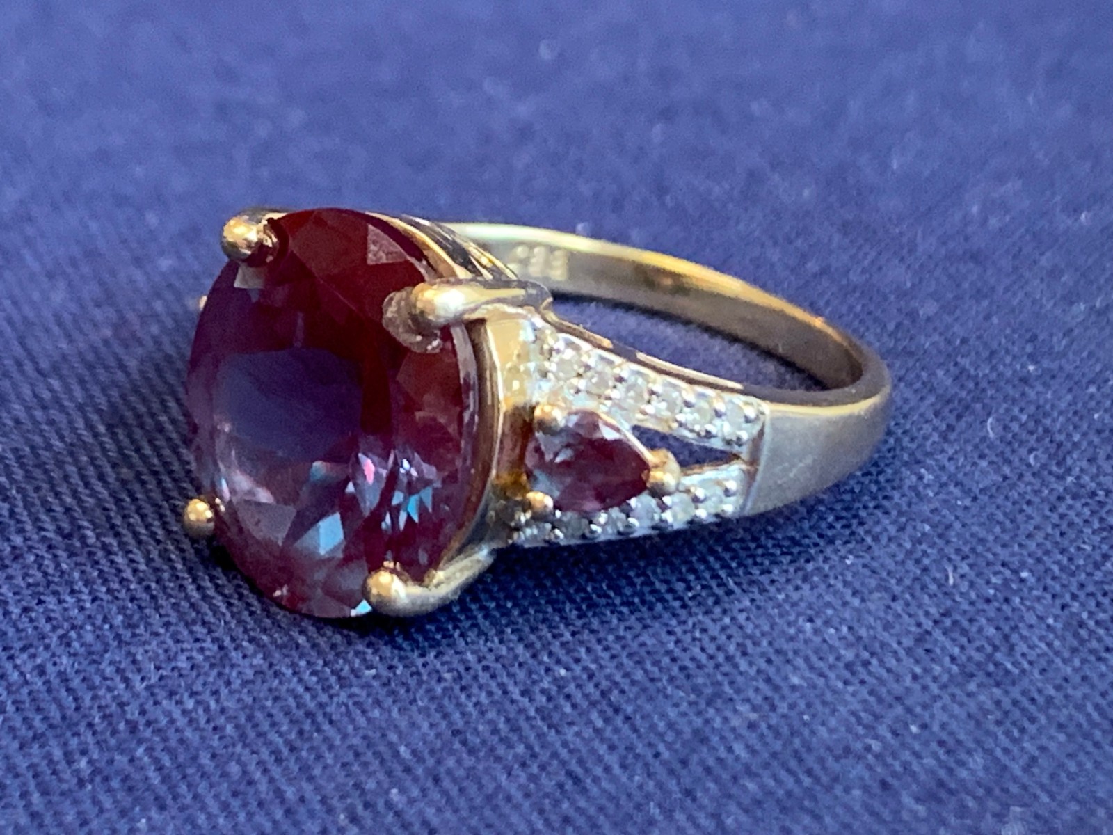 10K Yellow Gold Ring 4.62g Jewelry Size 7 Band Alexandrite Look Stone *READ*