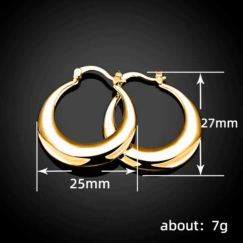 Simple Metal Silver Color/Gold Color Hoop Earrings for Women Versatile