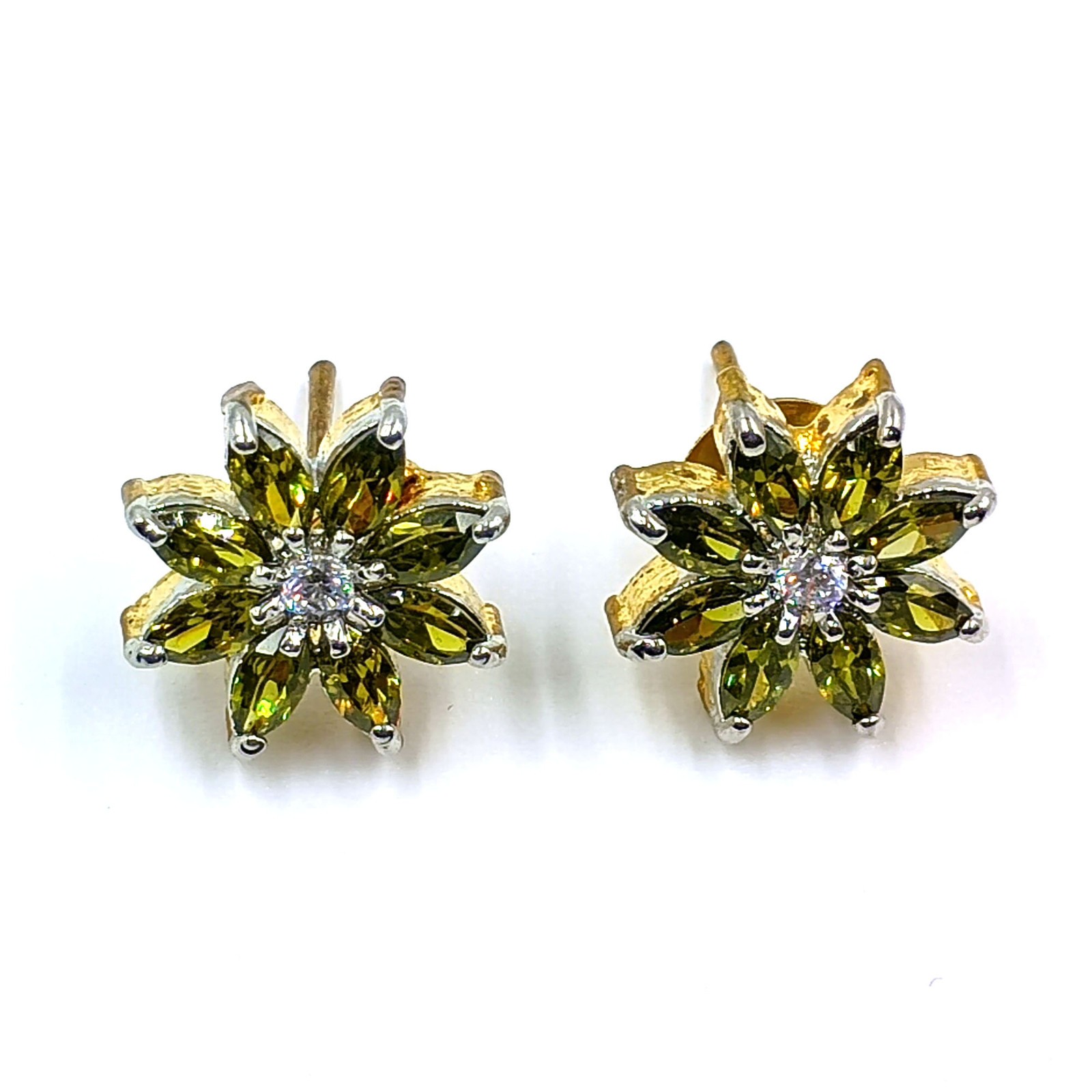 Traditional Handmade Peridot CZ Studs 22k Gold Plated South Indian Fashion
