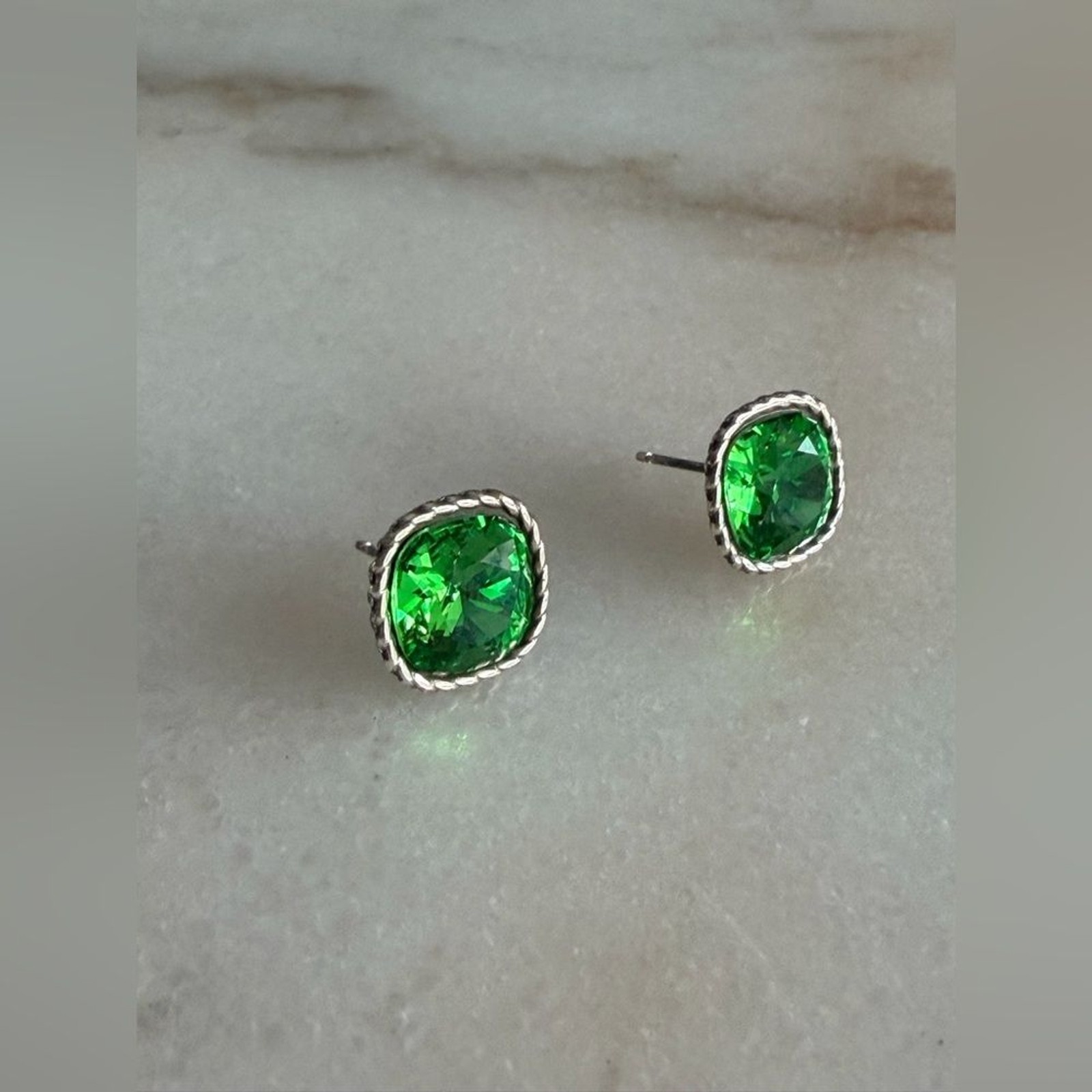 BRIGHTON Sparkleville Post Earring in Vibrant Green & Silver VINTAGE EUC