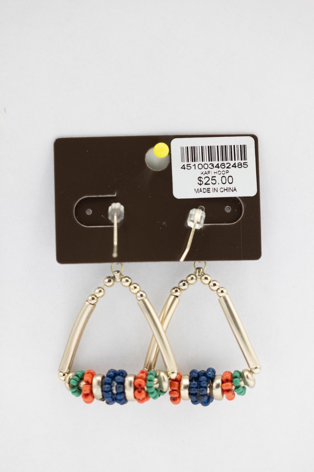 Chico’s multi-color beaded Kafi Hoop Earrings Gold-tone Blue/Red/Green New